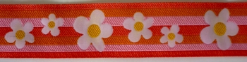 Band geweven Bloemenmotief 25mm (25 m), Oranje 5